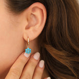 Turquoise Hexagon Flower Dangle Earrings