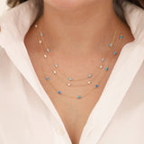 14k Gold | Light Blue Opal Round Beaded Necklace