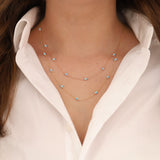 14k Gold | Light Blue Opal Round Beaded Necklace