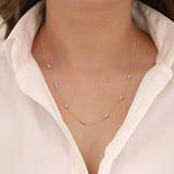 14k Gold | Light Blue Opal Round Beaded Necklace