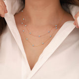 14k Gold | Light Blue Opal Round Beaded Necklace