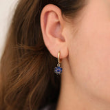 14k Gold | Sapphire Hexagon Flower Stud Earrings