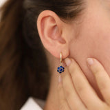 14k Gold | Sapphire Hexagon Flower Stud Earrings