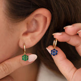 14k Gold | Sapphire Hexagon Flower Stud Earrings