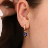 14k Gold | Sapphire Hexagon Flower Stud Earrings