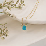 14k Gold | Minimal Turquoise Teardrop Necklace