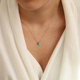 14k Gold | Minimal Turquoise Teardrop Necklace