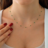 14k Gold | Green Jade Beaded Necklace