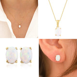 14k Gold | White Opal Oval Necklace