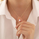 14k Gold | White Opal Oval Necklace