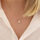 14k Gold | White Opal Oval Necklace