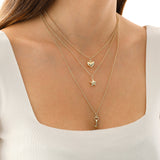 14k Gold | 2mm Rolo Chain Necklace with Moon Charm