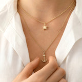 14k Gold | 2mm Rolo Chain Necklace with Moon Charm