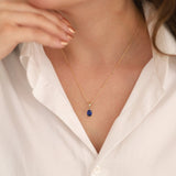 14k Gold | Sapphire Oval Necklace