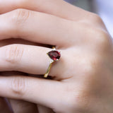 8k - 14k - 18k Gold | Teardrop Cut Red Ruby Ring with Diamonds