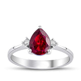 8k - 14k - 18k Gold | Teardrop Cut Red Ruby Ring with Diamonds