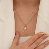 14k Gold | 2mm Rolo Chain Necklace with Star Charm