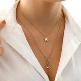 14k Gold | 2mm Rolo Chain Necklace with Star Charm