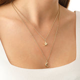 14k Gold | 2mm Rolo Chain Necklace with Star Charm