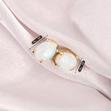 14k Gold | White Opal Oval Stud Earrings