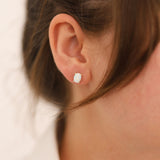 14k Gold | White Opal Oval Stud Earrings