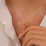 14K Gold | Pave Sun Pendant Necklace