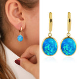 14k Gold | Large Blue Opal Dangle Earrings