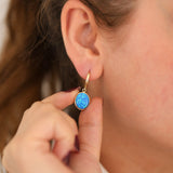 14k Gold | Large Blue Opal Dangle Earrings