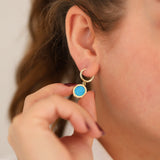 14k Gold | Large Blue Opal Dangle Earrings