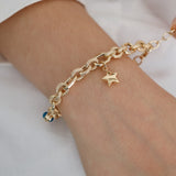 14K Gold | Evil Eye & Charm Bracelet