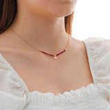 14k Gold | Red Jade Natural Stone Necklace with Coin Charm