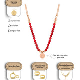 14k Gold | Red Jade Natural Stone Necklace with Coin Charm