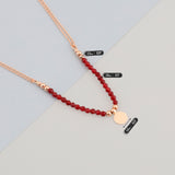 14k Gold | Red Jade Natural Stone Necklace with Coin Charm