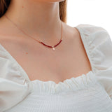 14k Gold | Red Jade Natural Stone Necklace with Coin Charm