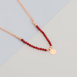 14k Gold | Red Jade Natural Stone Necklace with Coin Charm