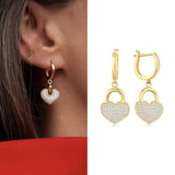 14k Gold | Heart Padlock  Dangle Earrings