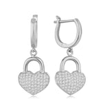 14k Gold | Heart Padlock  Dangle Earrings