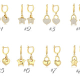 14k Gold | Heart Padlock  Dangle Earrings