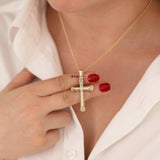 14k Gold | Puffy Crucifix Necklace