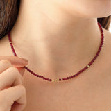 14k Gold | Red Jade Beaded Necklace