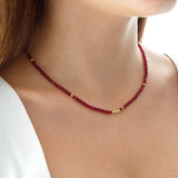 14k Gold | Red Jade Beaded Necklace