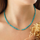 14k Gold | Turquoise Eternity Beaded Necklace