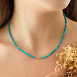 14k Gold | Turquoise Eternity Beaded Necklace