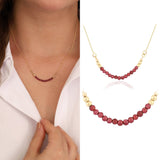 14k Gold | Red Jade Gold Beaded Necklace