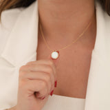 14k Gold | 14mm Oval White Opal Necklace