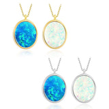 14k Gold | 14mm Oval White Opal Necklace