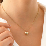 14k Gold | 2mm Rolo Chain Necklace with Puffy Heart Charm