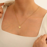 14k Gold | 2mm Rolo Chain Necklace with Puffy Heart Charm