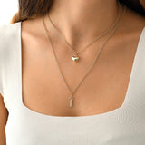 14k Gold | 2mm Rolo Chain Necklace with Puffy Heart Charm