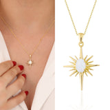 14k Gold | White Opal North Star Necklace